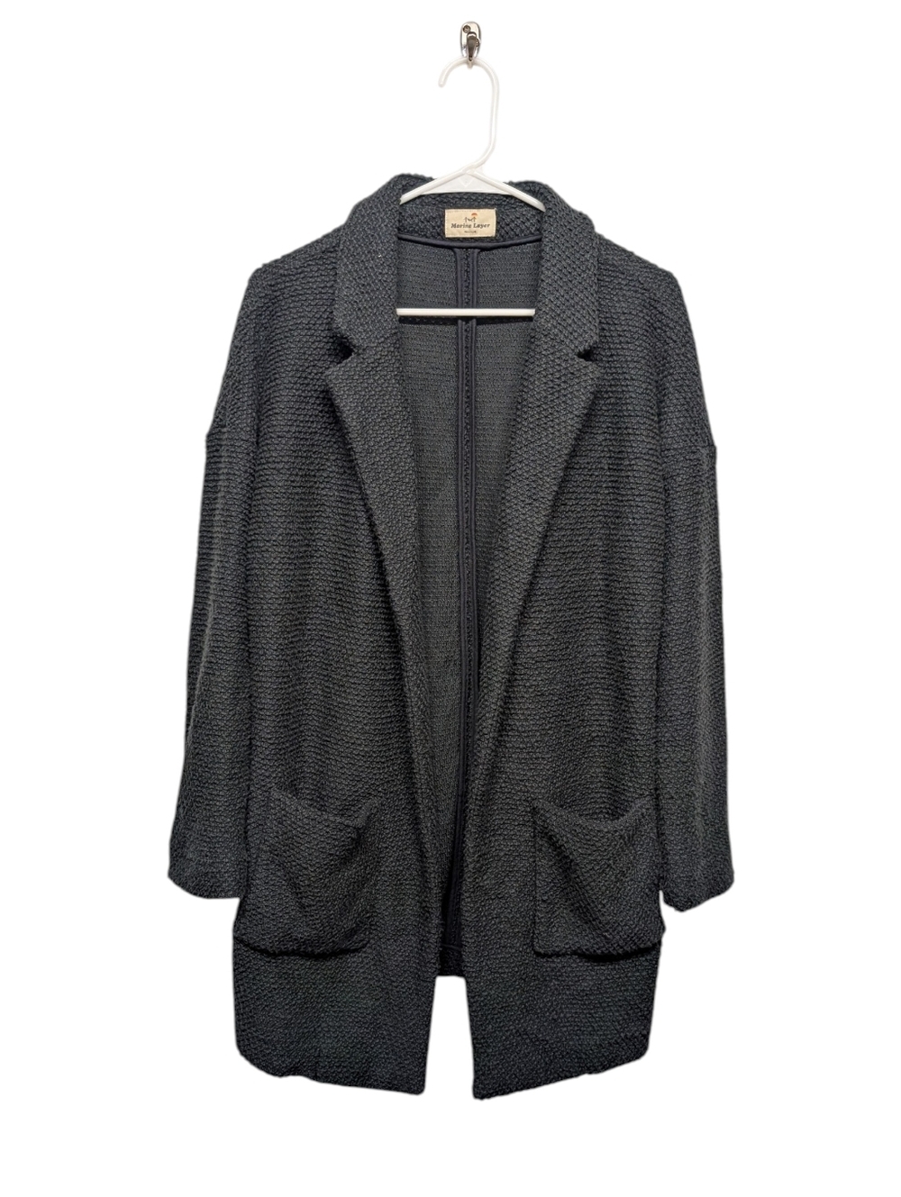 MARINE LAYER Women's Textured Open-Front Knit Cardigan Sweater (Medium)